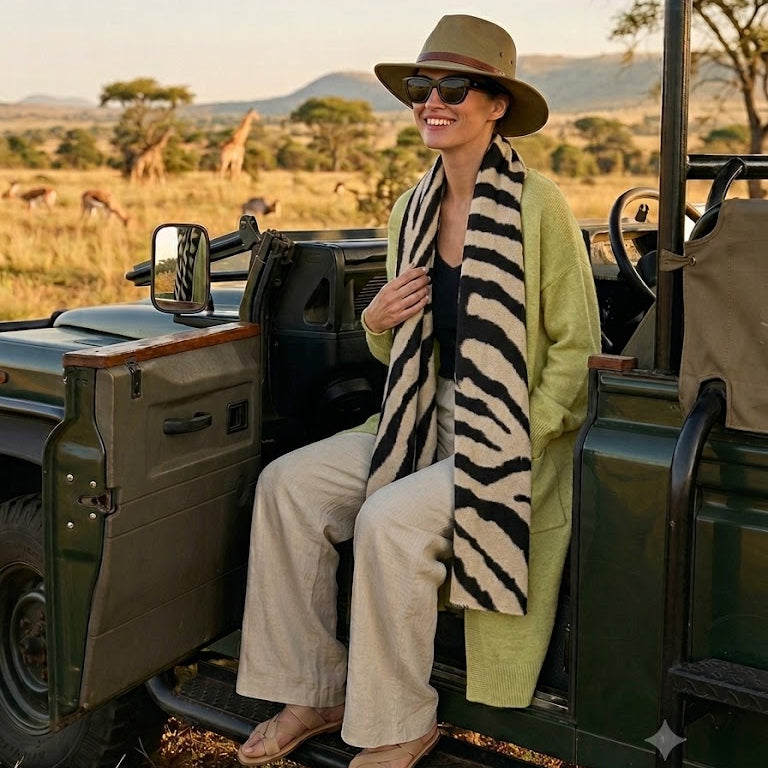 A woman wearing a safari-style outfit 