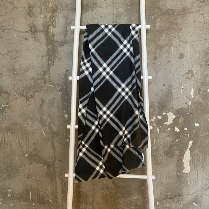 Black and white plaid window check blanket scarf