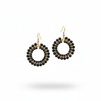 Black Crystal Circle Earrings 2.5cm