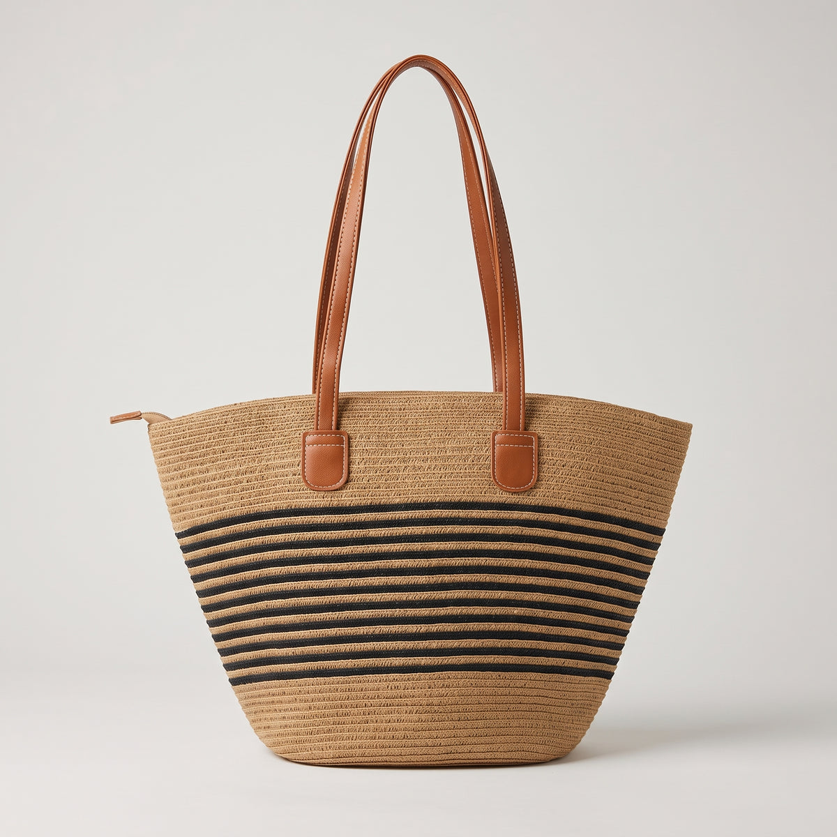 Striped StrawTote Bag