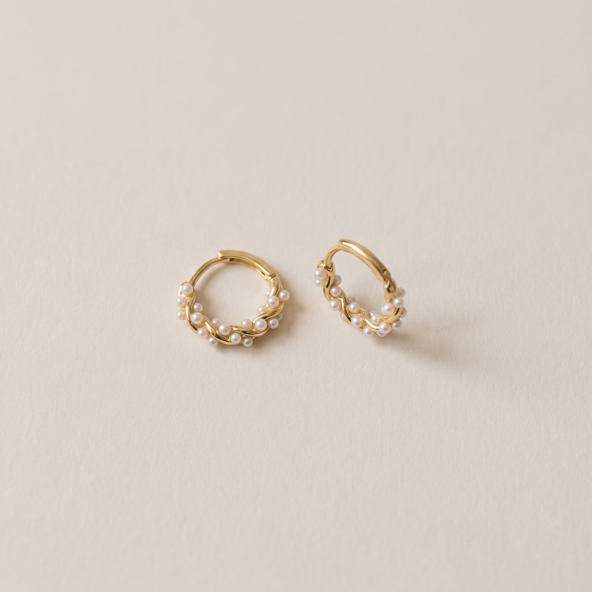 Pearl Twisted Mini Huggie Hoops