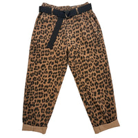 Leopard Print Corduroy Barrel Pants