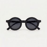 Black round sunglasses on a white background