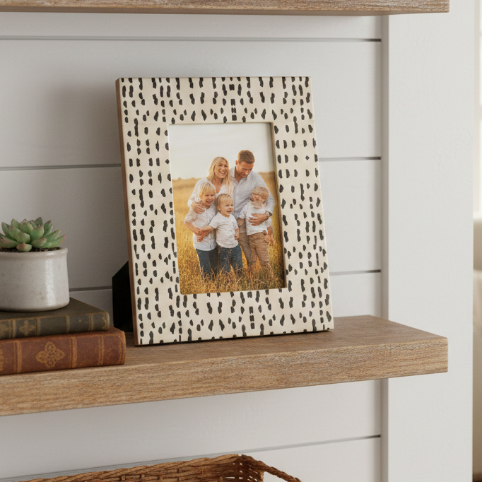White Frame with Brown Speckle