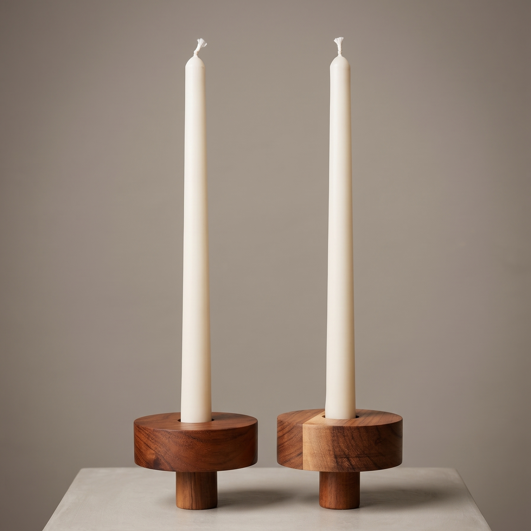 Wooden Candle Holders and Candles