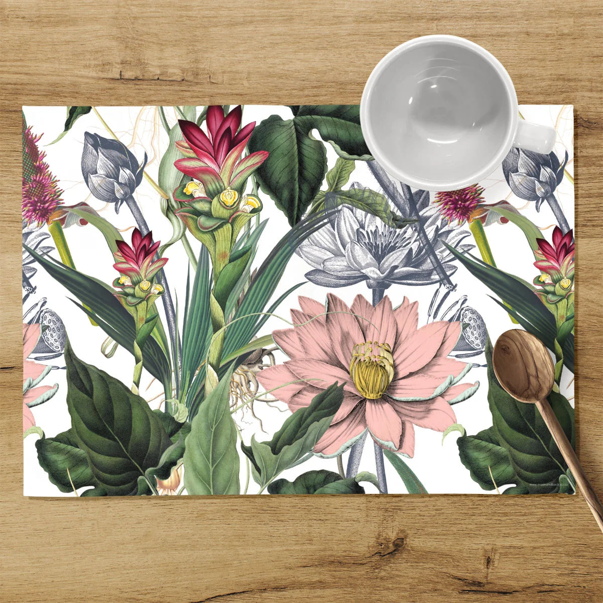 Reusable Lush White Botanical Placemats (Set of 4)